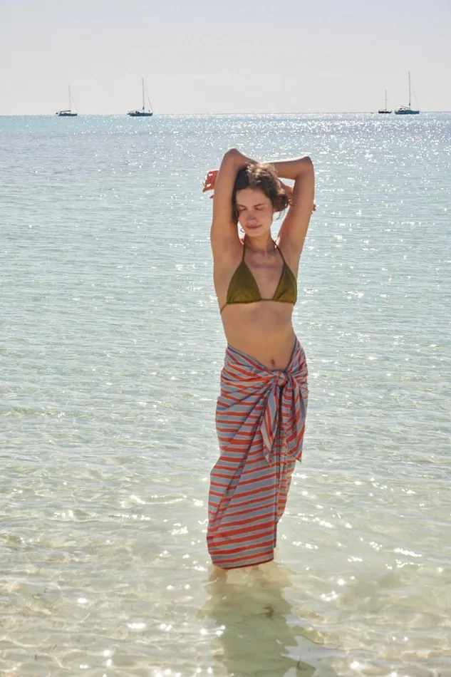 Sarong Batik Stripe Sage Women Natalie Martin Coverups
