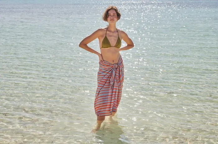 Sarong Batik Stripe Sage Women Natalie Martin Coverups