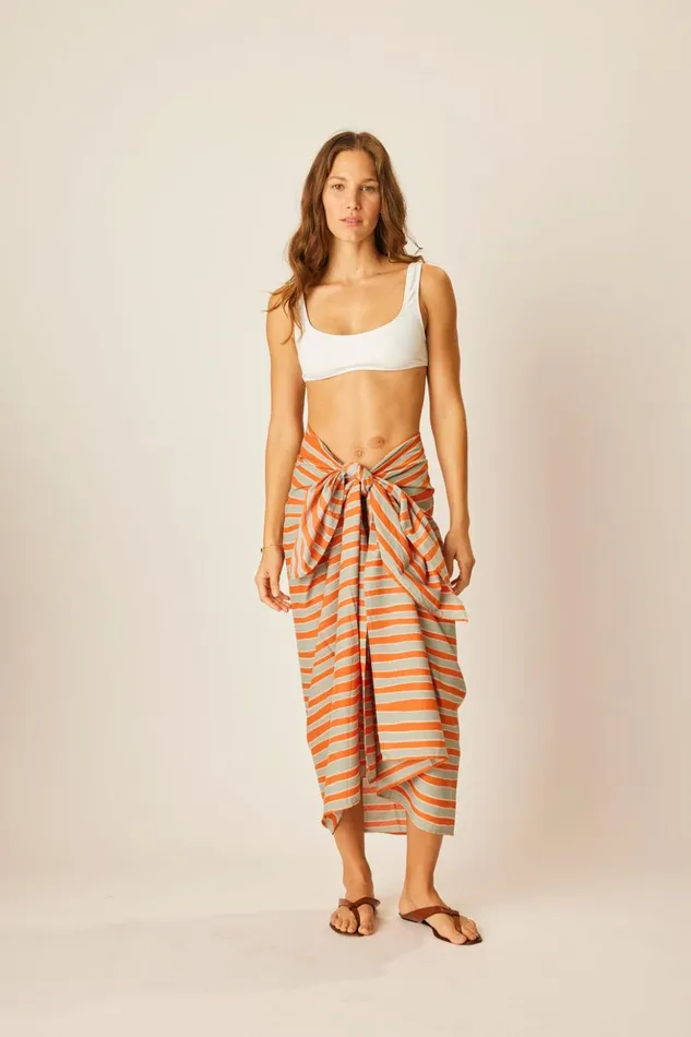 Sarong Batik Stripe Sage Women Natalie Martin Coverups