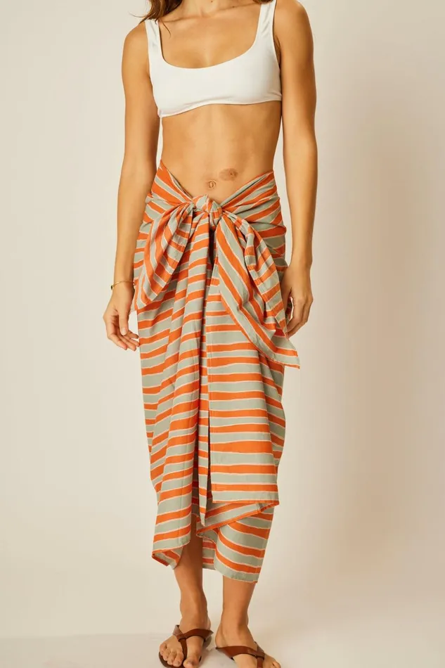 Sarong Batik Stripe Sage Women Natalie Martin Coverups