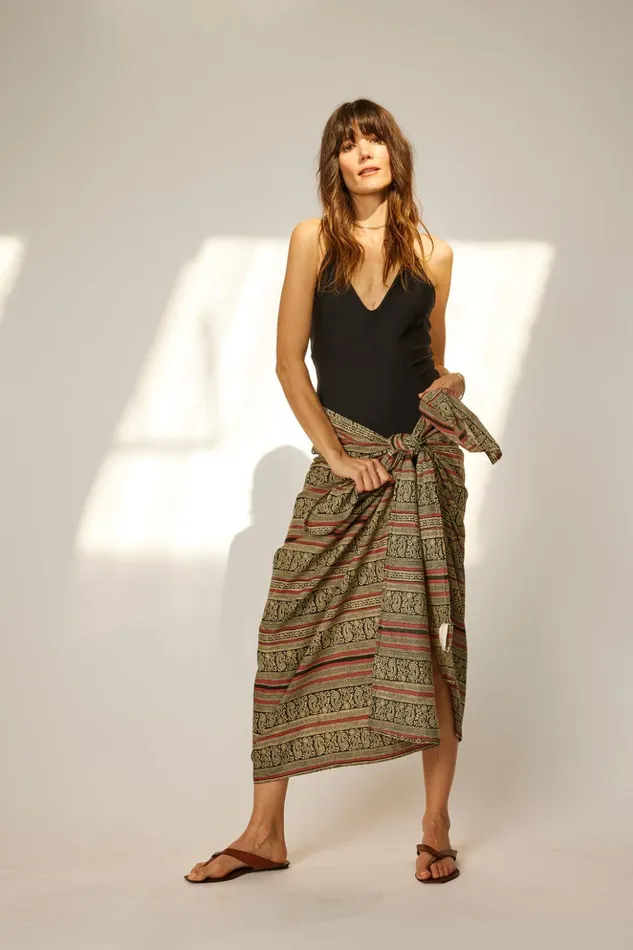 Sarong Paisley Stripe Black Women Natalie Martin Bottoms