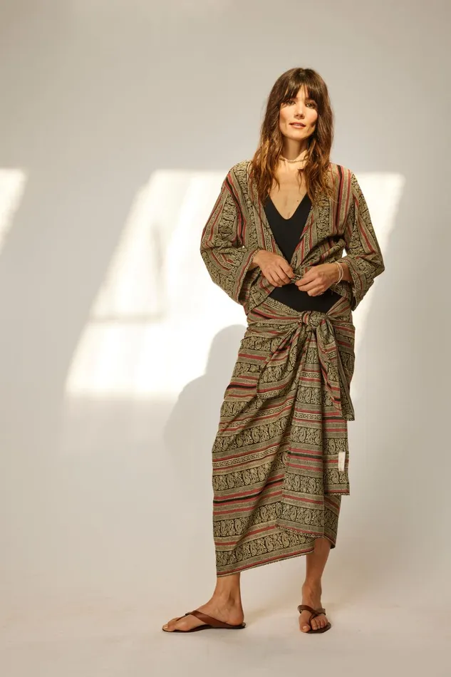 Sarong Paisley Stripe Black Women Natalie Martin Coverups Sarong Paisley Stripe Black Women Natalie Martin Coverups