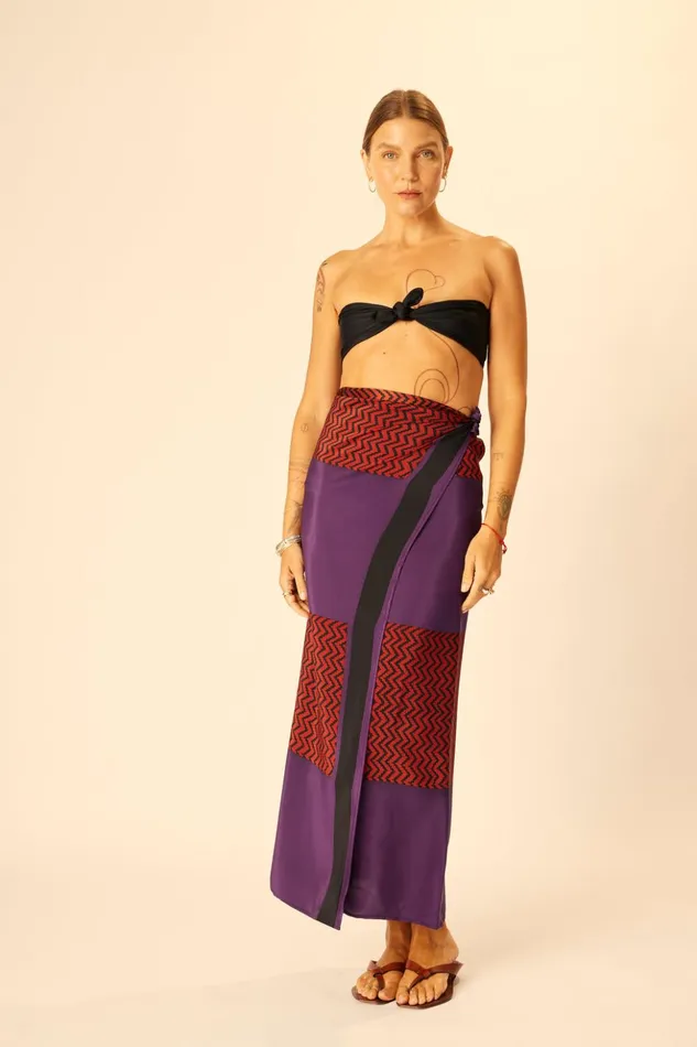 SarongScarf Block Zigzag Aubergine Women Natalie Martin Bottoms