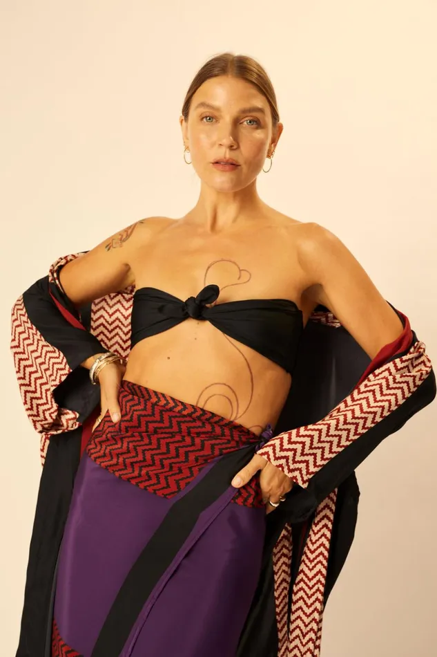 SarongScarf Block Zigzag Aubergine Women Natalie Martin Bottoms