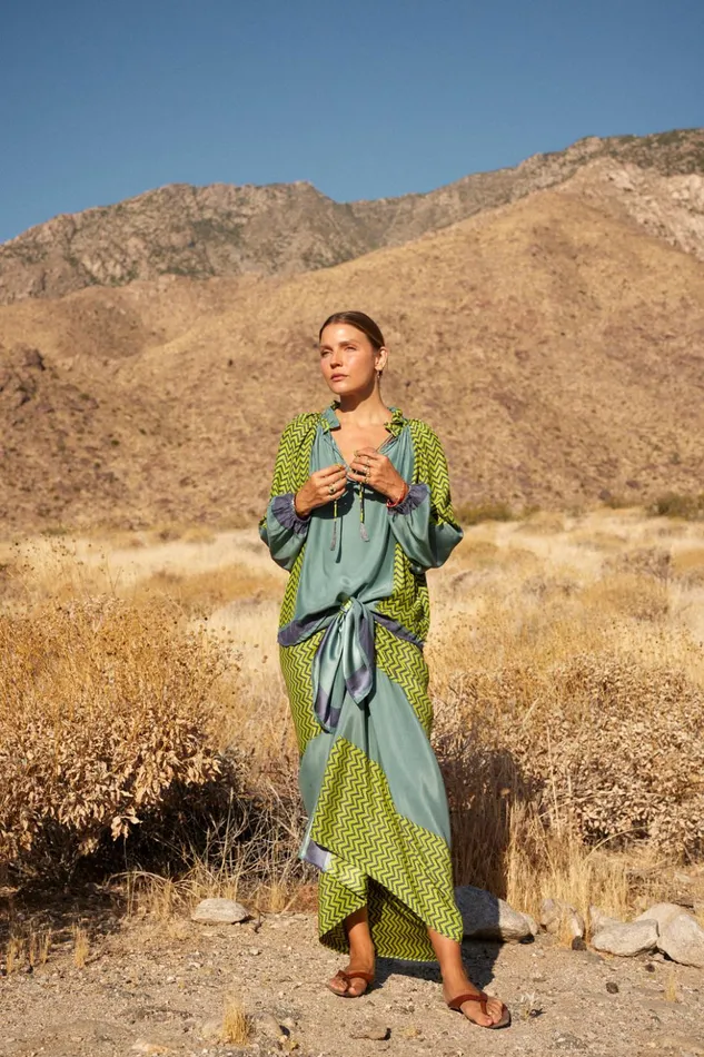 SarongScarf Block Zigzag Lime Women Natalie Martin Bottoms