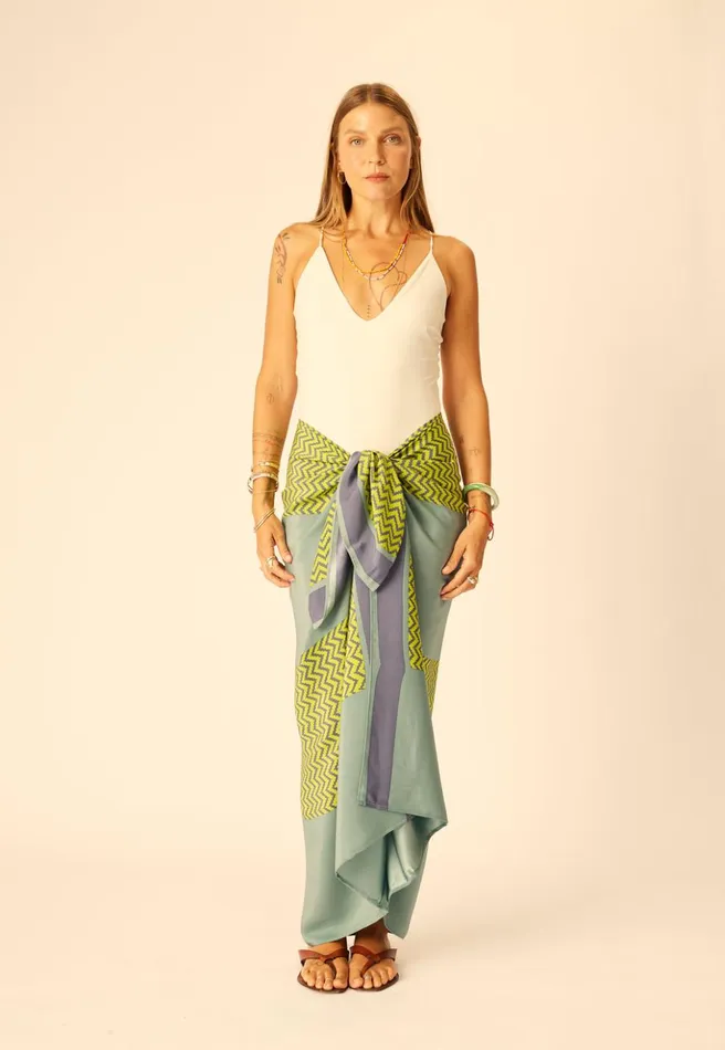 SarongScarf Block Zigzag Lime Women Natalie Martin Coverups