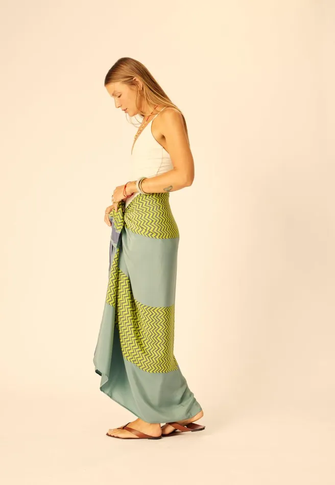 SarongScarf Block Zigzag Lime Women Natalie Martin Coverups