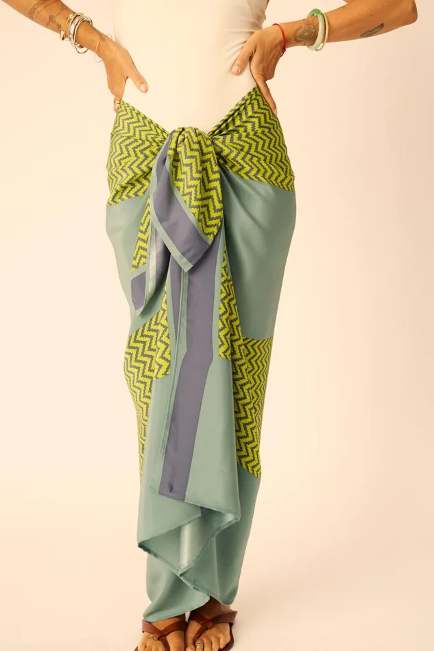 SarongScarf Block Zigzag Lime Women Natalie Martin Coverups