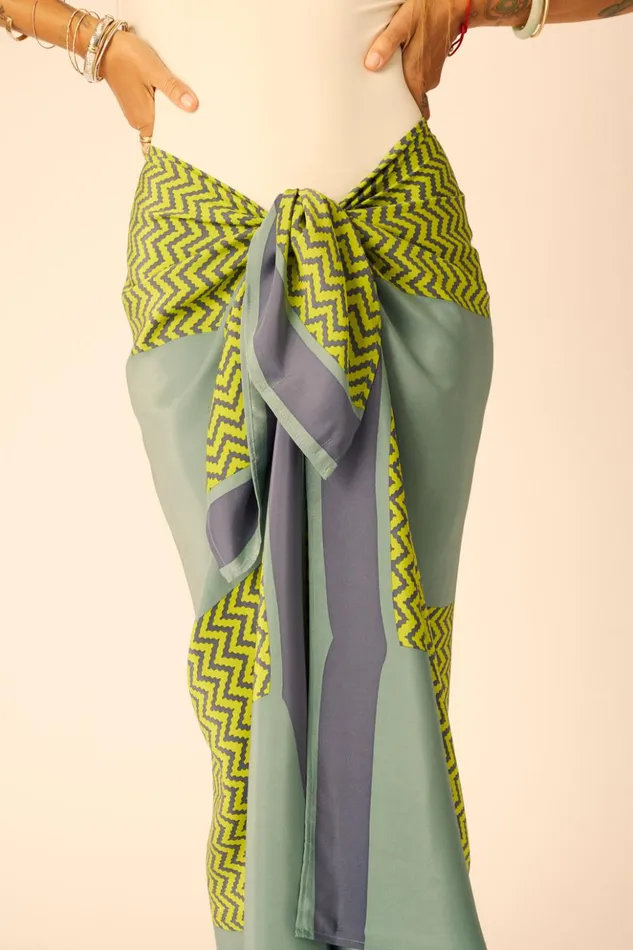 SarongScarf Block Zigzag Lime Women Natalie Martin Coverups