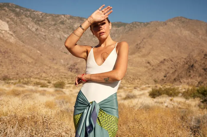 SarongScarf Block Zigzag Lime Women Natalie Martin Coverups
