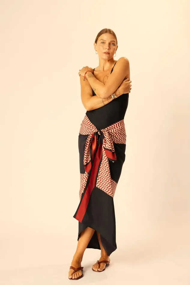 SarongScarf Block Zigzag Noire Women Natalie Martin Bottoms
