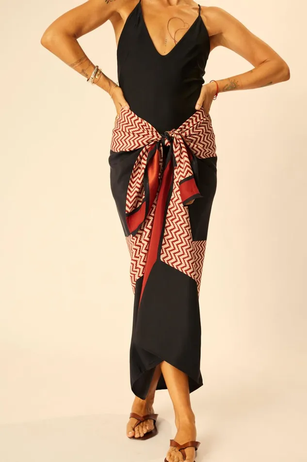 SarongScarf Block Zigzag Noire Women Natalie Martin Bottoms