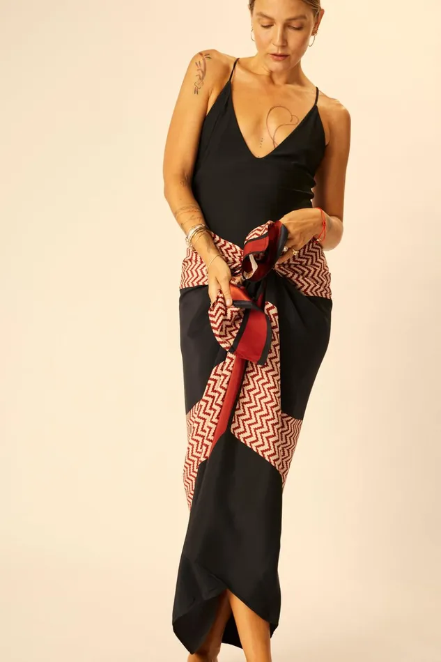 SarongScarf Block Zigzag Noire Women Natalie Martin Bottoms