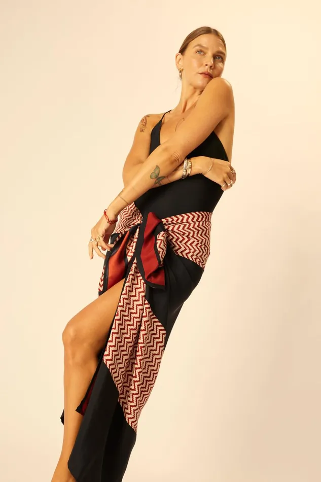 SarongScarf Block Zigzag Noire Women Natalie Martin Bottoms