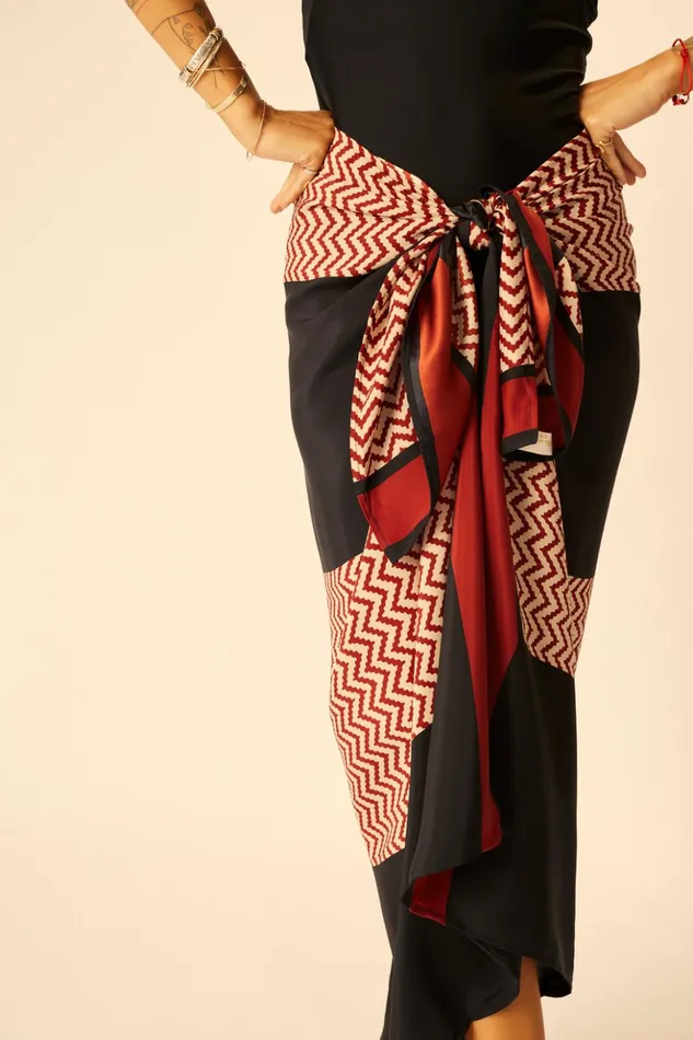 SarongScarf Block Zigzag Noire Women Natalie Martin Bottoms