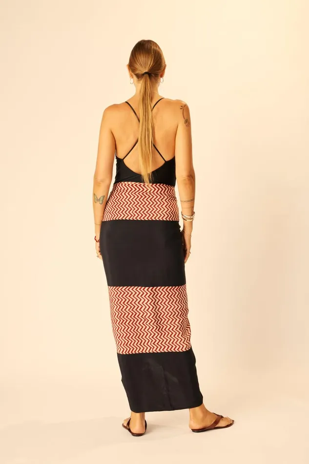 SarongScarf Block Zigzag Noire Women Natalie Martin Bottoms