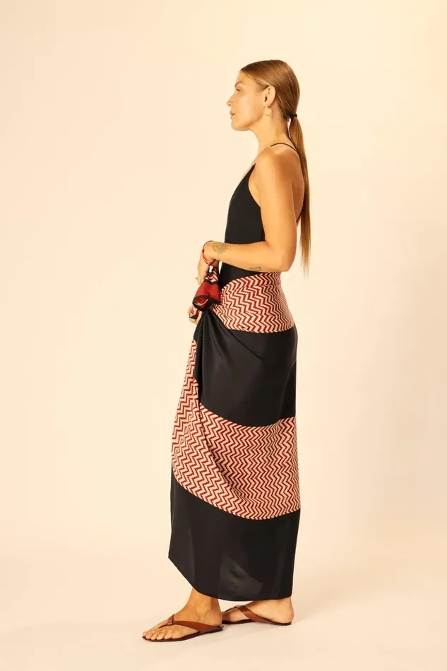 SarongScarf Block Zigzag Noire Women Natalie Martin Coverups