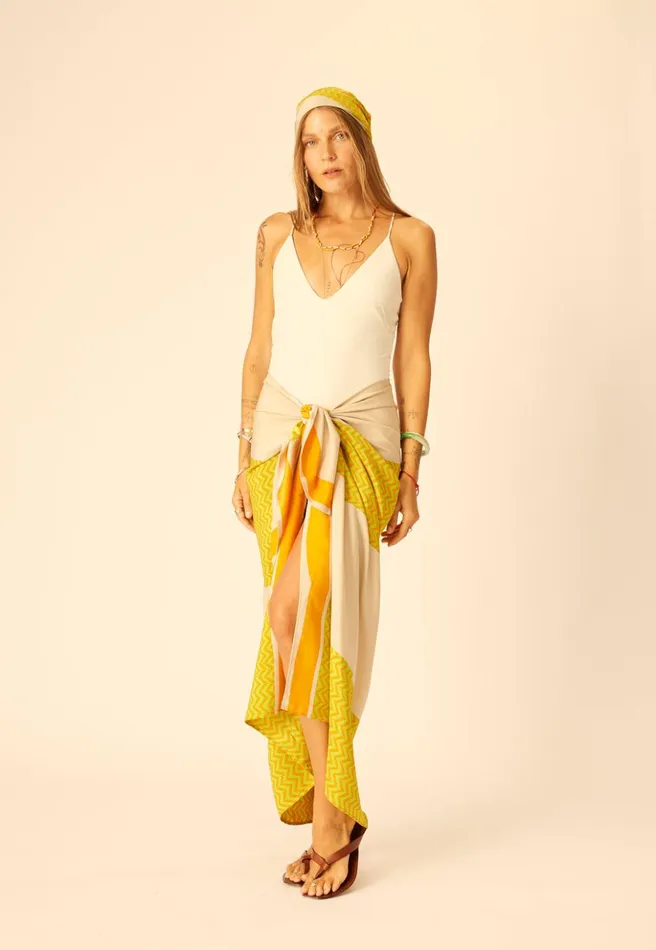 SarongScarf Block Zigzag Tangerine Women Natalie Martin Bottoms