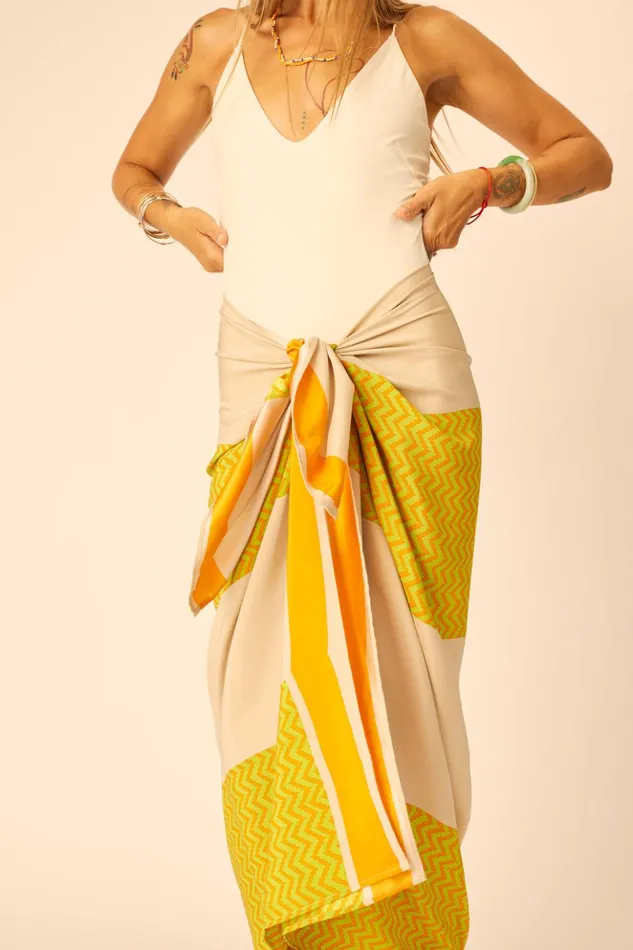 SarongScarf Block Zigzag Tangerine Women Natalie Martin Bottoms