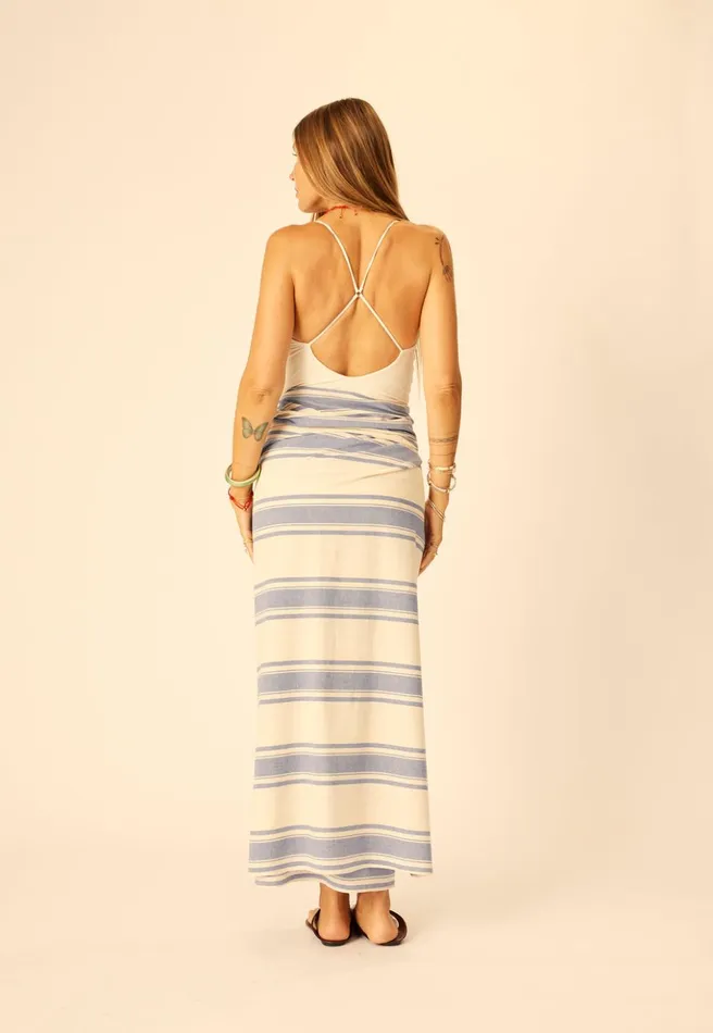 SarongScarf French Stripe Blue Women Natalie Martin Coverups