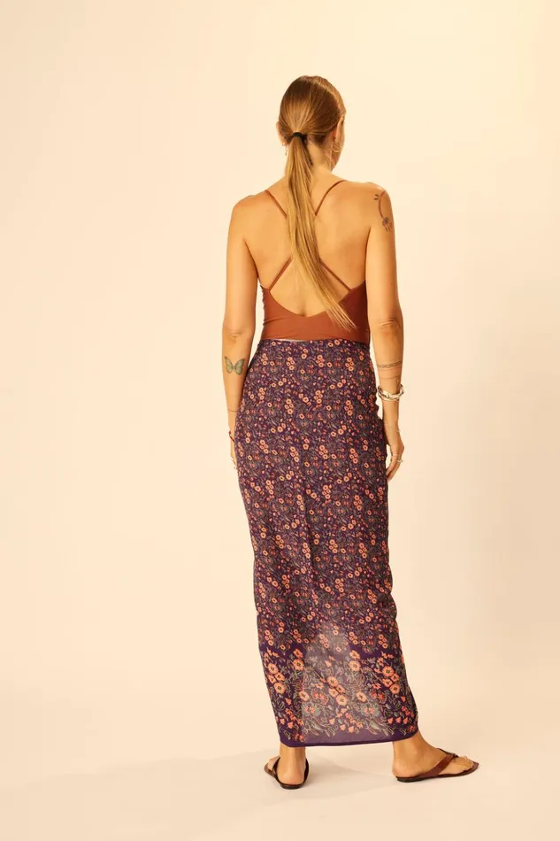 SarongScarf Petite Fleur Aubergine Women Natalie Martin Bottoms
