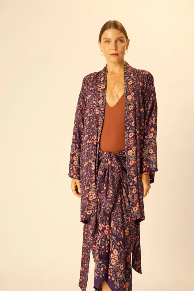 SarongScarf Petite Fleur Aubergine Women Natalie Martin Bottoms