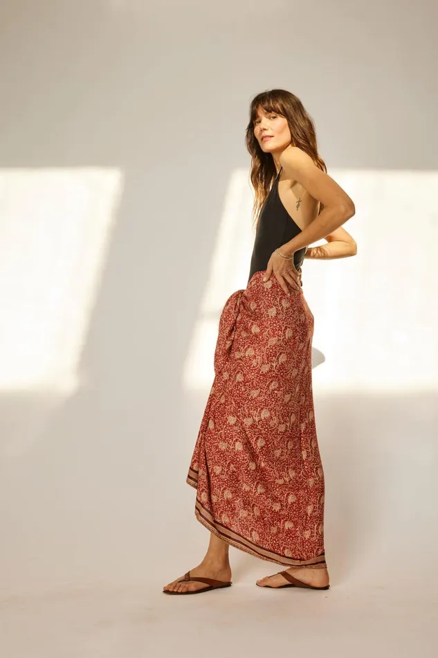Sarong Water Lily Terracotta Women Natalie Martin Bottoms Sarong Water Lily Terracotta Women Natalie Martin Bottoms