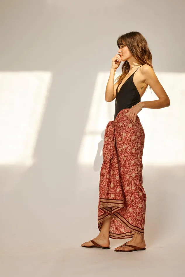 Sarong Water Lily Terracotta Women Natalie Martin Bottoms Sarong Water Lily Terracotta Women Natalie Martin Bottoms