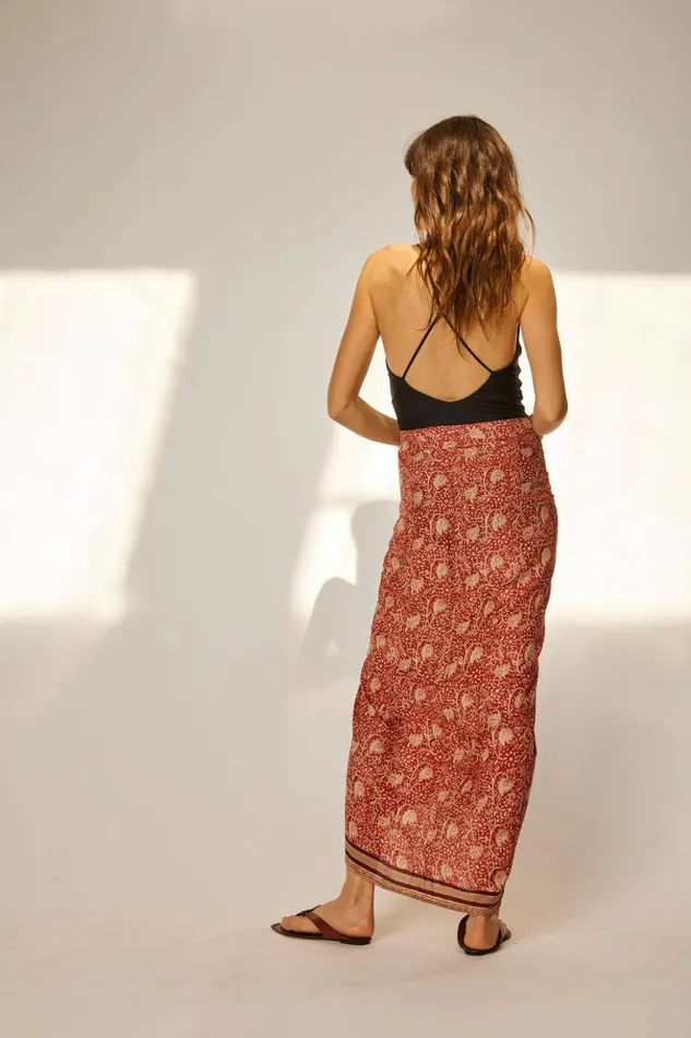 Sarong Water Lily Terracotta Women Natalie Martin Coverups Sarong Water Lily Terracotta Women Natalie Martin Coverups