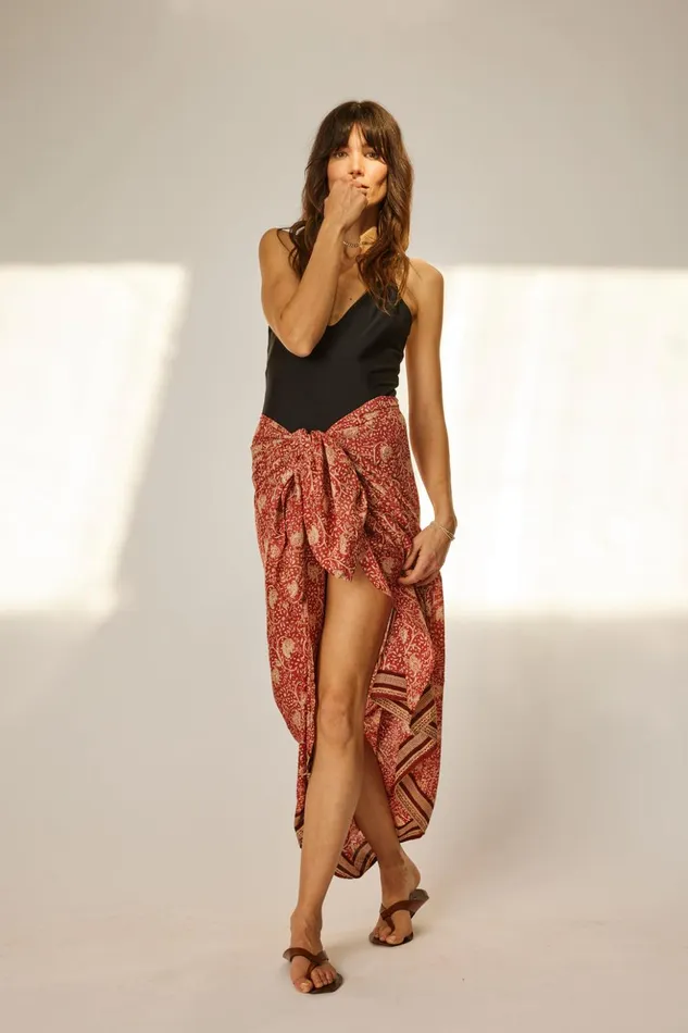 Sarong Water Lily Terracotta Women Natalie Martin Coverups Sarong Water Lily Terracotta Women Natalie Martin Coverups