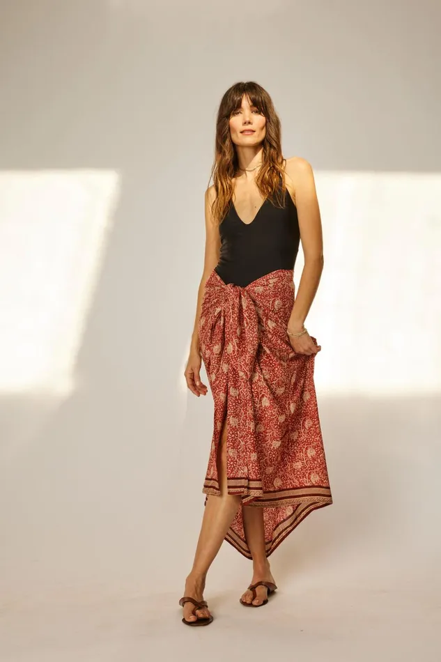 Sarong Water Lily Terracotta Women Natalie Martin Coverups Sarong Water Lily Terracotta Women Natalie Martin Coverups