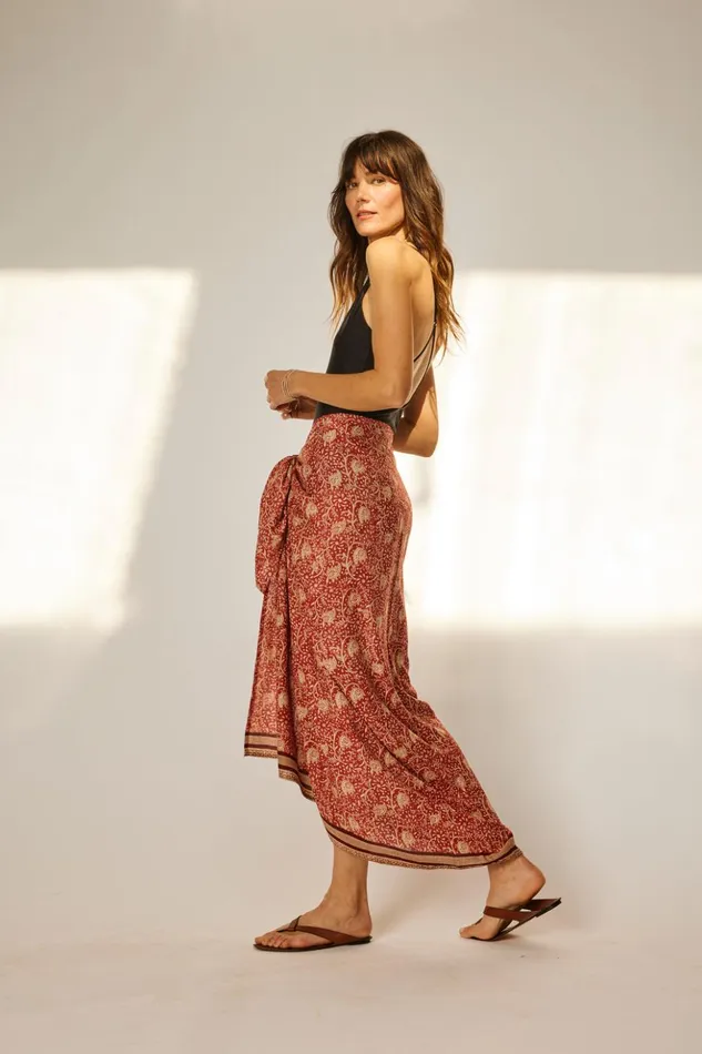 Sarong Water Lily Terracotta Women Natalie Martin Coverups Sarong Water Lily Terracotta Women Natalie Martin Coverups