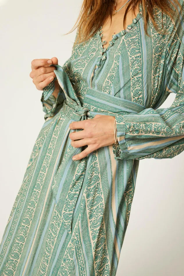 Sash Belt Paisley Stripe Pool Women Natalie Martin
