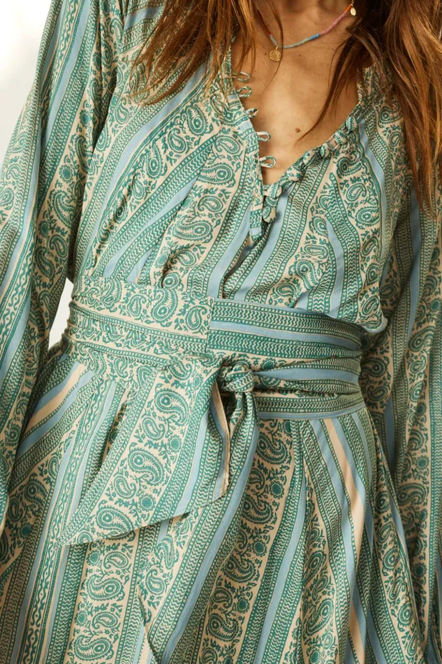 Sash Belt Paisley Stripe Pool Women Natalie Martin