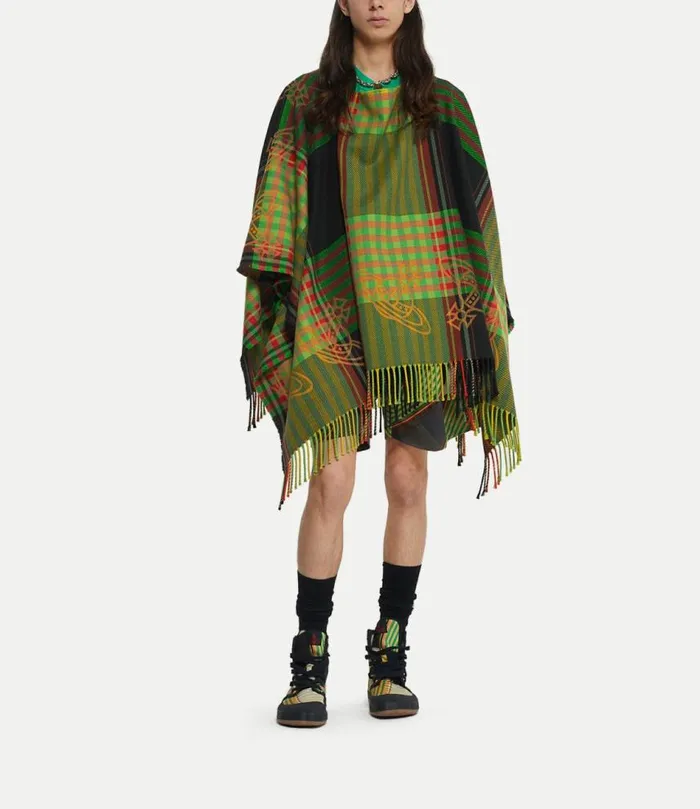 Scarves And Ponchos WomenMen Vivienne Westwood Combat Tartan Poncho In Black