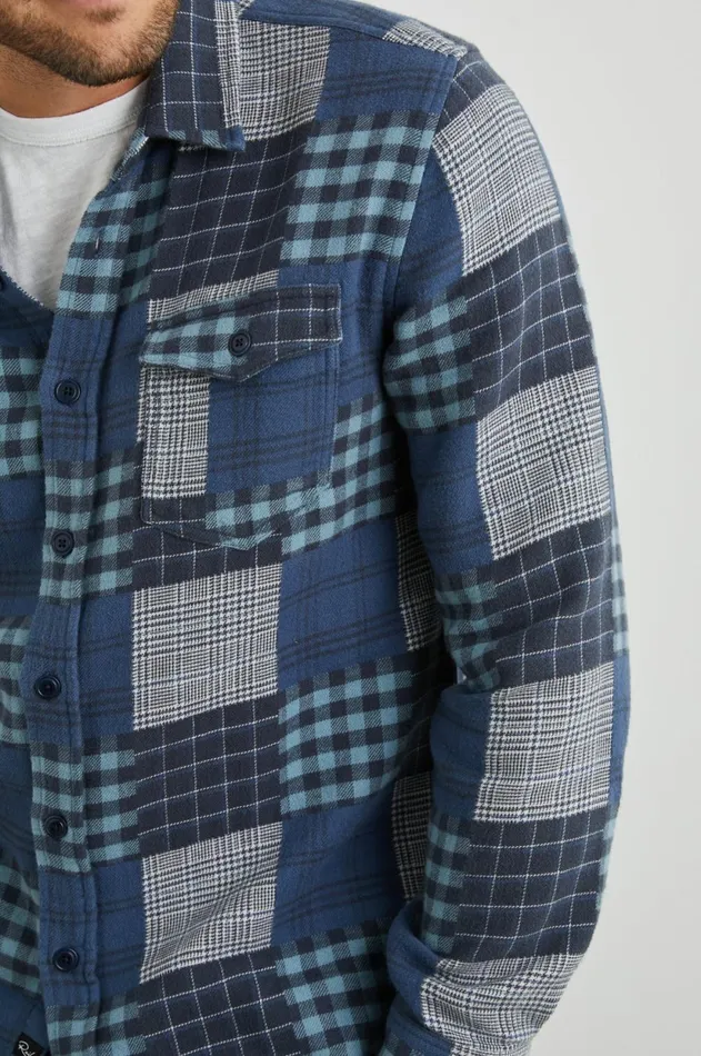Shirts Men Rails Banton Shirt Blue Patchwork