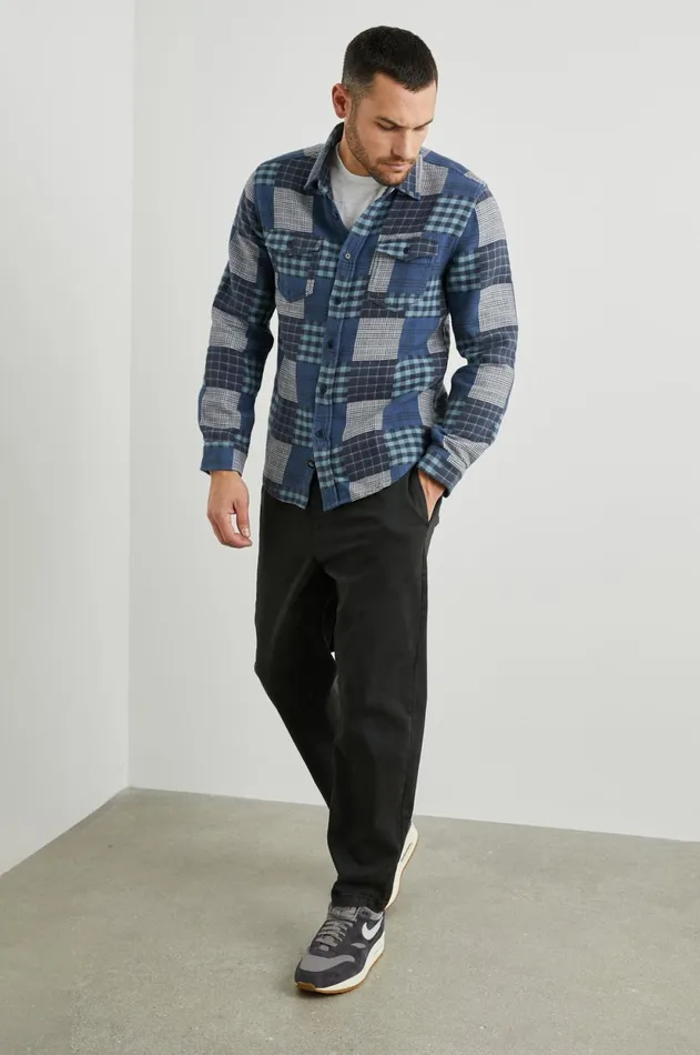Shirts Men Rails Banton Shirt Blue Patchwork
