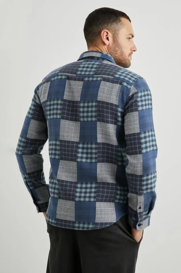 Shirts Men Rails Banton Shirt Blue Patchwork