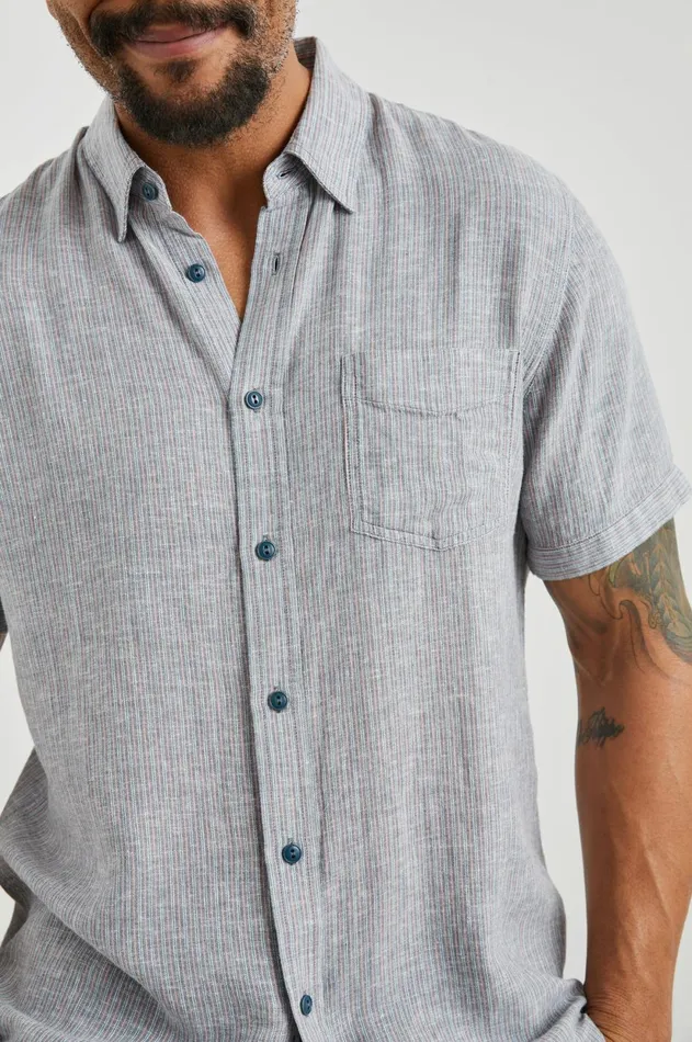 Shirts Men Rails Carson Shirt Chambray Red Stripe