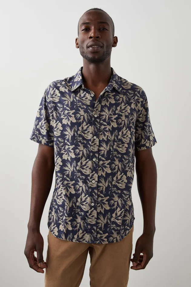 Shirts Men Rails Carson Shirt Floral Expression Navy Brown