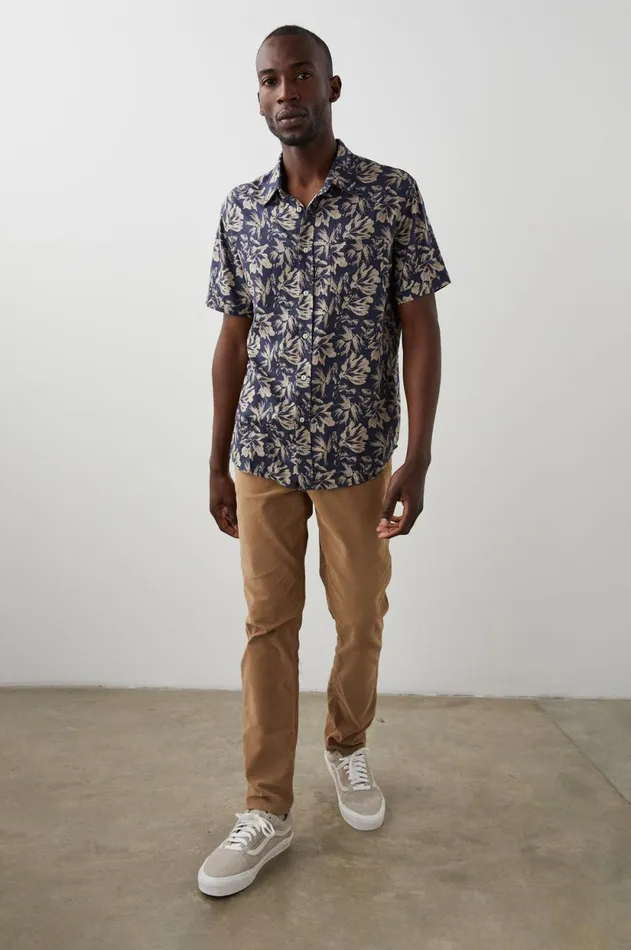 Shirts Men Rails Carson Shirt Floral Expression Navy Brown