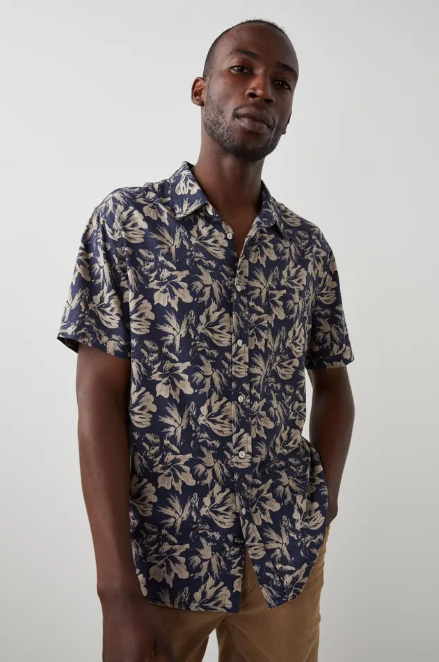 Shirts Men Rails Carson Shirt Floral Expression Navy Brown