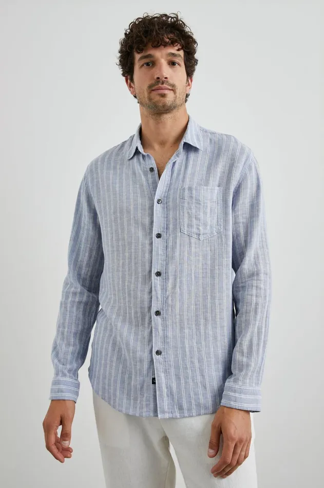 Shirts Men Rails Connor Shirt Denim White Pinstripe