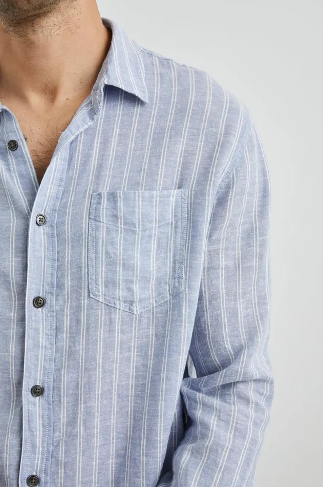 Shirts Men Rails Connor Shirt Denim White Pinstripe