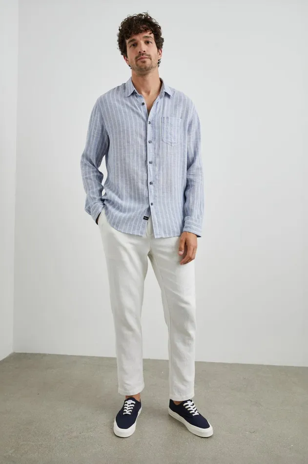 Shirts Men Rails Connor Shirt Denim White Pinstripe
