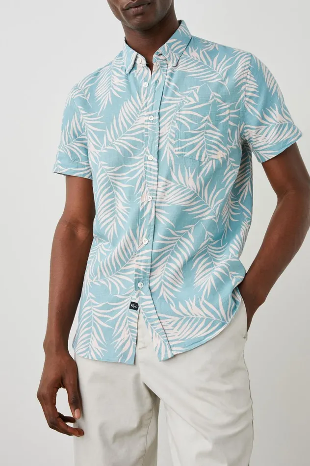 Shirts Men Rails Fairfax Shirt Palm Shadow Aqua
