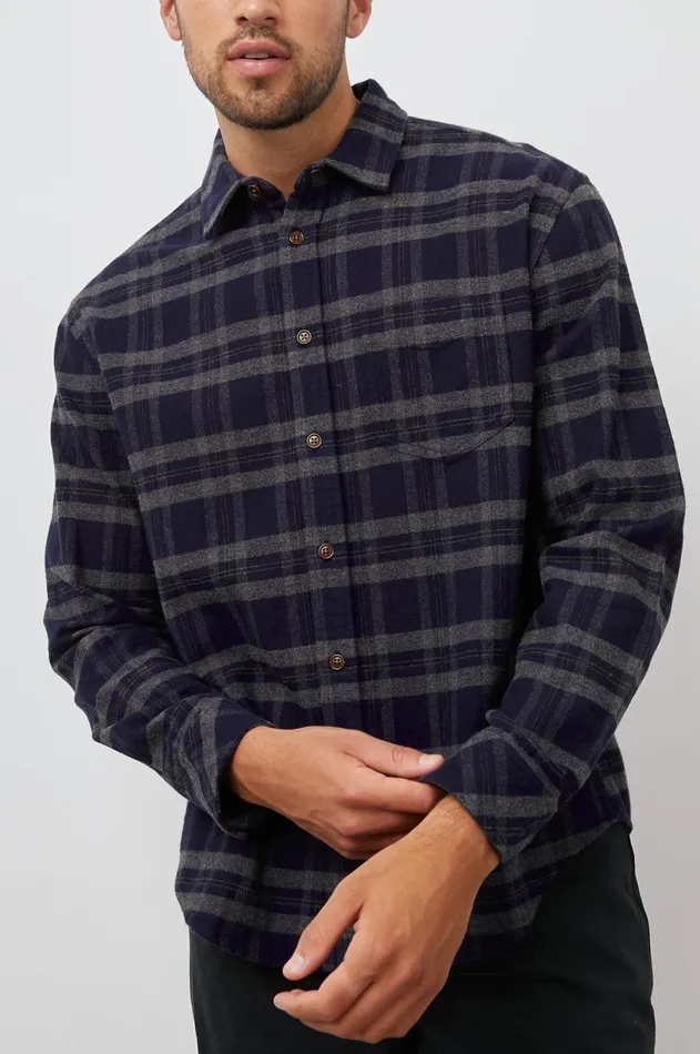 Shirts Men Rails Forrest Shirt Ancient Navy Melange