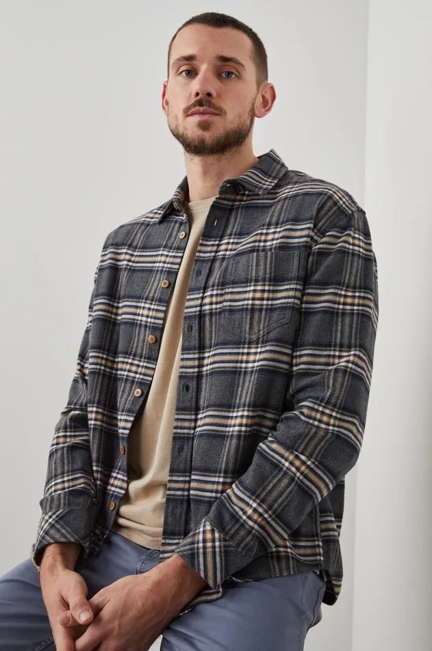 Shirts Men Rails Forrest Shirt Charcoal Foundation Melange