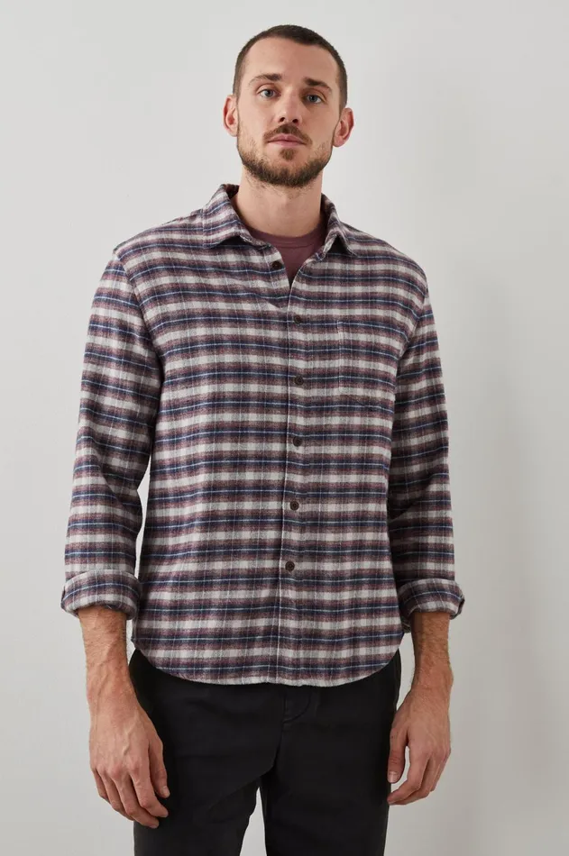 Shirts Men Rails Forrest Shirt Dusk Berry Grey Melange