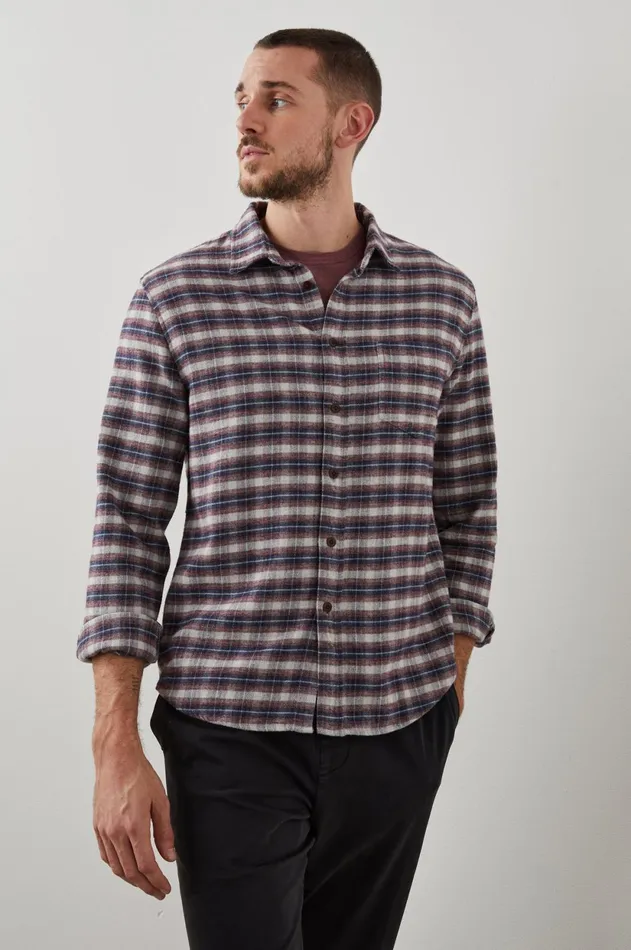 Shirts Men Rails Forrest Shirt Dusk Berry Grey Melange